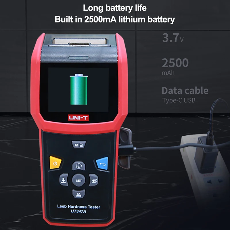 UNI-T UT347A Digital Leeb Hardness Tester for Metal Multifunction Hardness Tester With Thermal Printing Software Analysis Data