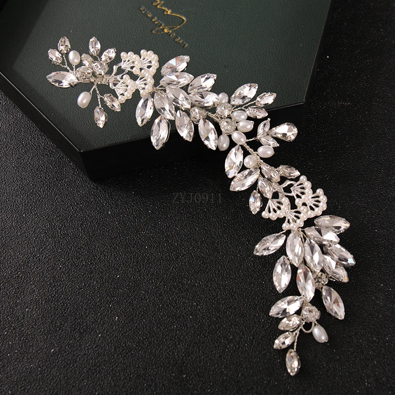 *أزياء الزفاف غطاء الرأس للعروس اليدوية تاج الزفاف الأزهار اللؤلؤ كريستال إكسسوارات الشعر دبوس الشعر الحلي