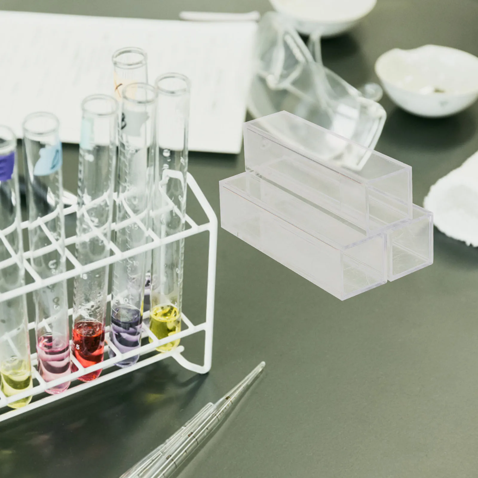 10pcs 4.5Ml Polystyrene Disposable Plastic Cuvette Transparent Low Variation Spectrophotometer Compatible Lab Vials Uv Vis