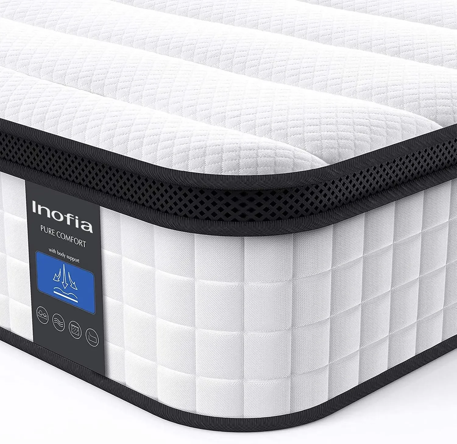 Queen Mattress, 10 Inch Hybrid Innerspring Double Mattress Cool Bed with Breathable Soft Knitted Fabric Cover, 101 Nights