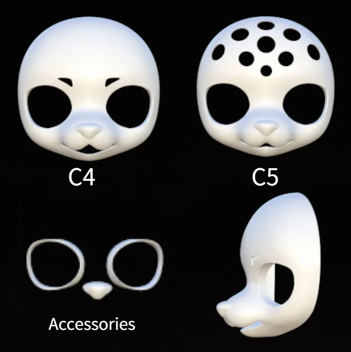 Kigurumi Base Mask Activity Jaw Short Snouted Canine Skull Shell  PLA 3DPrinting Fur Animal Set DIY Material Accessories Fur Set