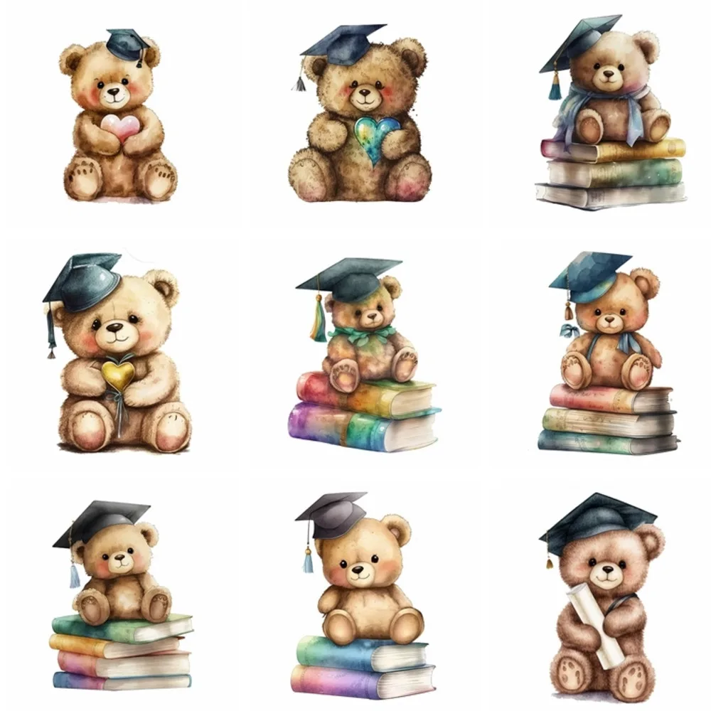 Cute and bookish little bear Heat Transfer patch for clothing DIY children's printing, used for clothing ironing applications