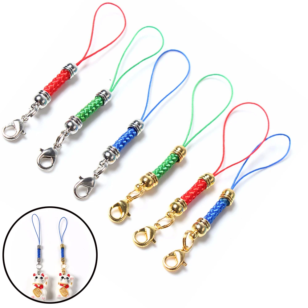 10Pcs/set Keychain Accessories Key Holder Thread Cord Metal Lobster Clasp Lanyard Mobile Phone Strap Keychain Rope Diy Jewelry