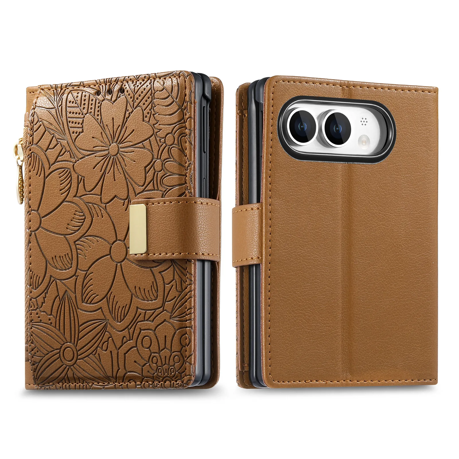 2026 New Flip Wallet Case for iPhone 18 Duo, Foldable Shockproof Protective Cover with Card Slots Storage
