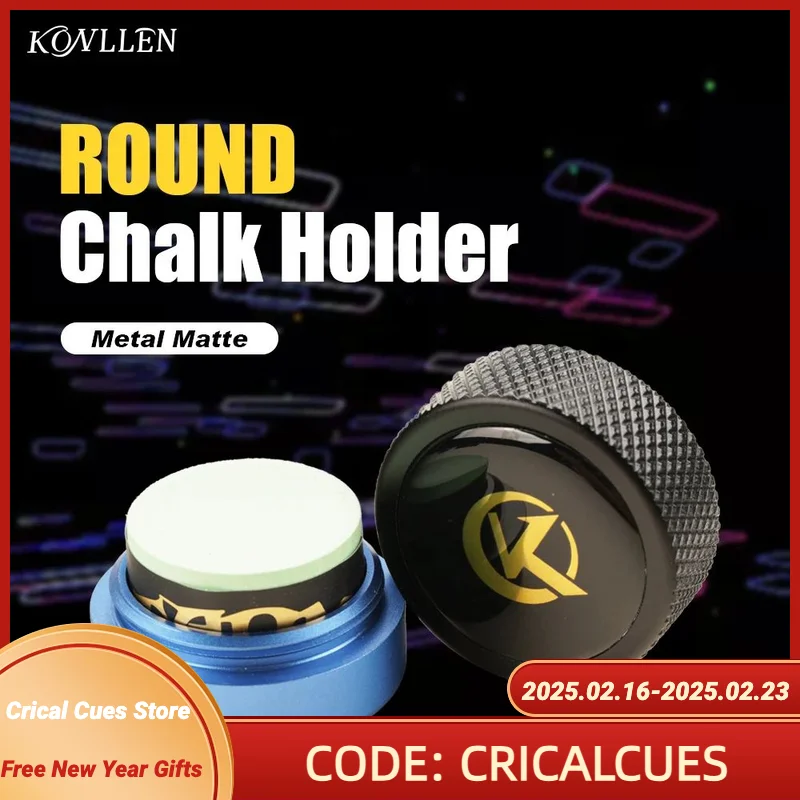KONLLEN Round Pool Cue Taom Chalk Holder-Portable Metal Cue Chalk Holder Case for Billiard Carom Cue Snooker Sports Accessories