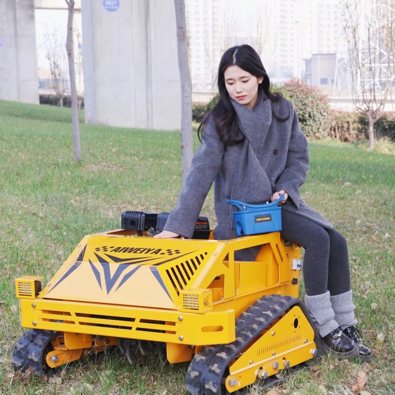 Customized Remote Controlled Lawn Mower Petrol Powered Crawler Mower High Grass Flail Mower For Mountain Lawn mower tractor