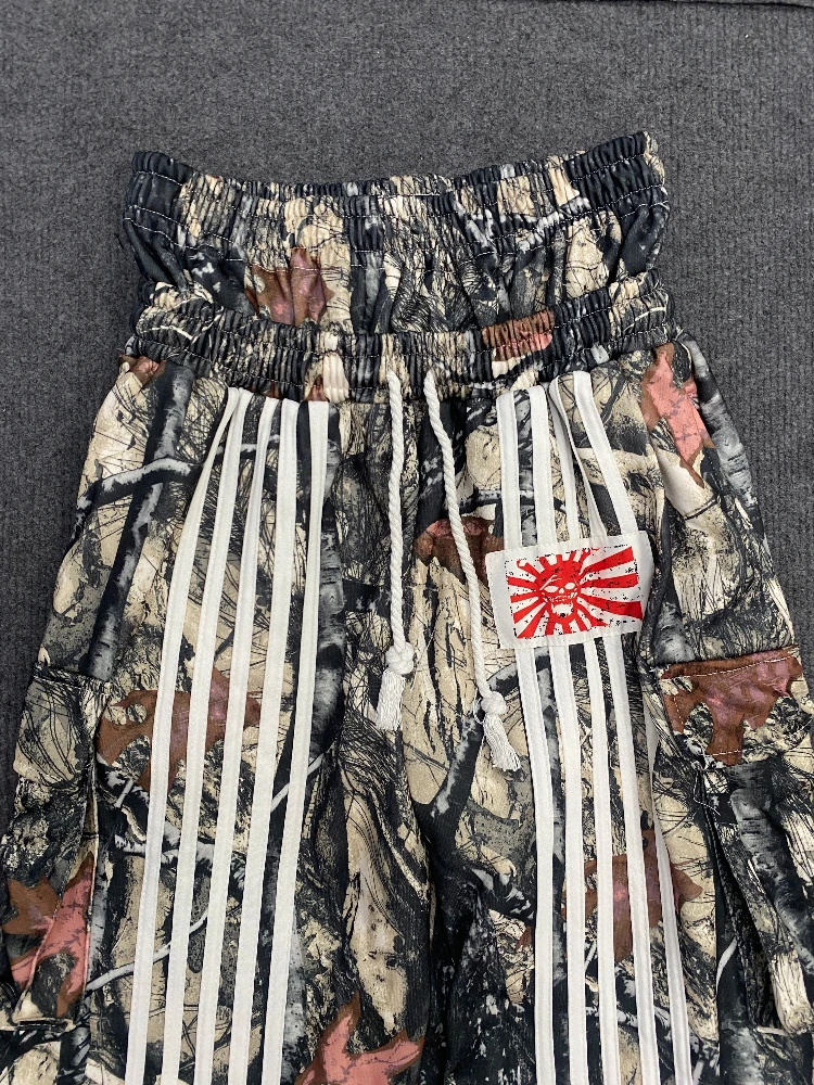 2025 American Retro Street Workwear, Double Waist Pants, Loose Wide Leg Pants With Camouflage Stripes For Heavy Industry