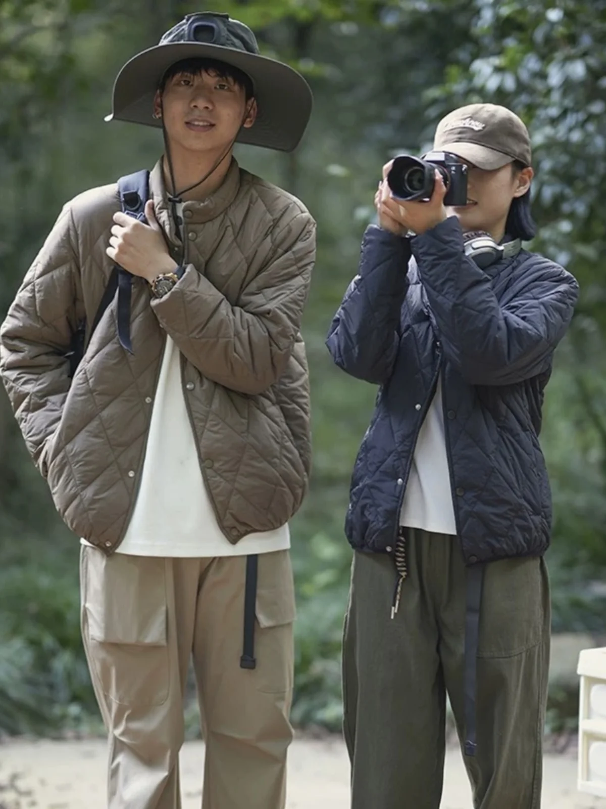 

Lightweight Efficient Warm Cotton Workwear Vintage Diamond Quilted Stand Collar Cotton Jaet for Men And Women