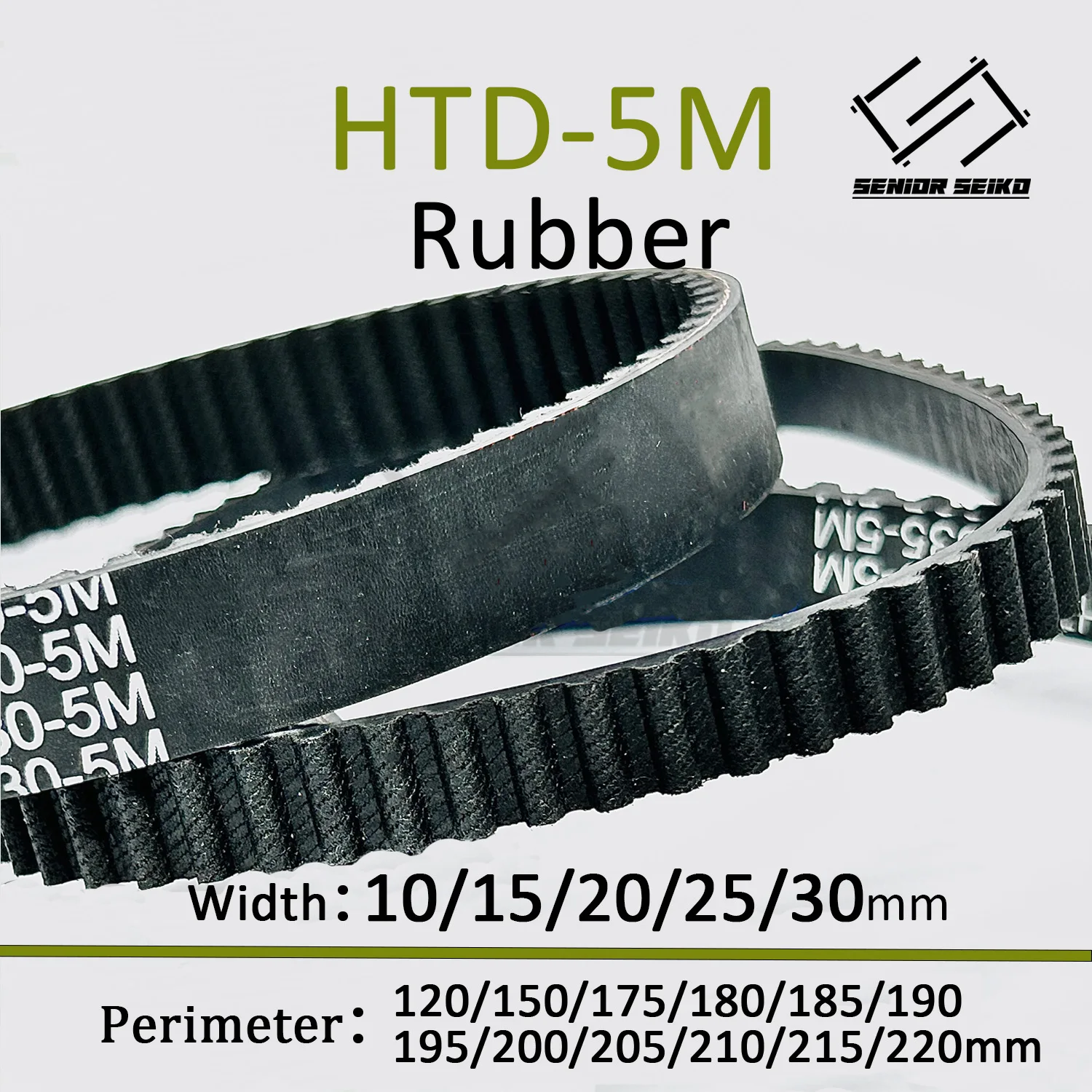 5MHTD Timing Belt Length 120/150/175/180/185/190/195/200/205/210/215/220mm Width 10/15/20/25/30mm HTD5M Closed Synchronous Belts