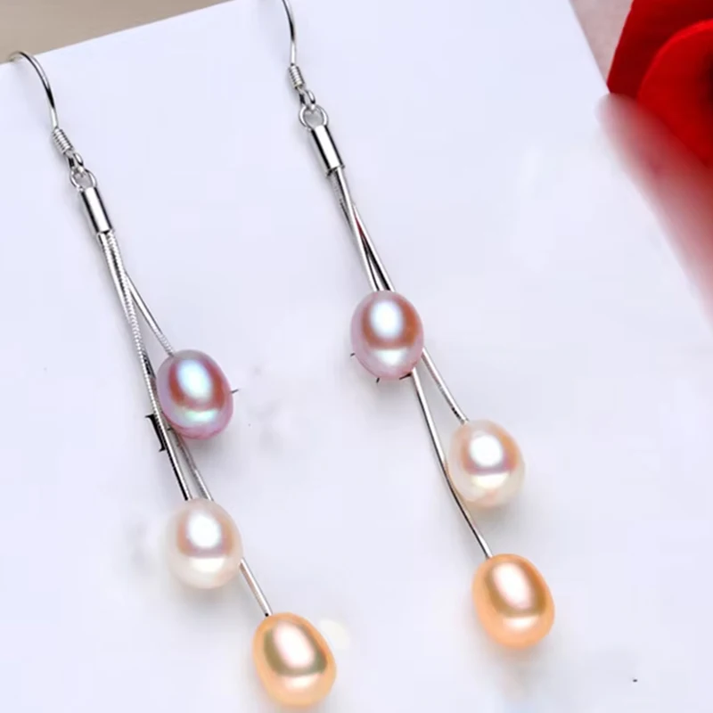 ZHBORUIN 2024 Fashion Pearl Jewelry Set Multicolour Freshwater Pearl Necklace Earrings 925 Sterling Silver Jewelry Set For Women