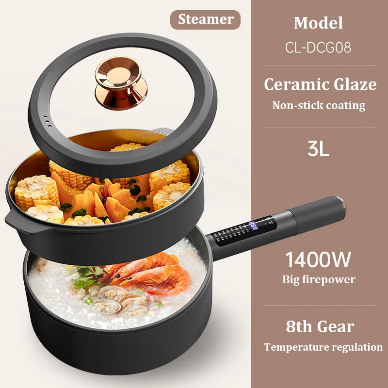 Electric Wok Electric Cooking Pot Hot Pot Household All-in-One Dormitory Electric Pot Steaming and Fried Non-Stick Pot