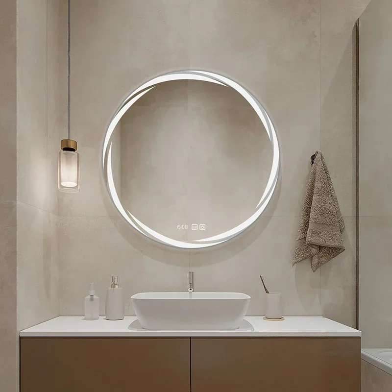 

Luxurious Modern Smart Bath Mirror for Hotel Bathroom Mirrors with LED Light Minimalist Light Household Wall Hanging