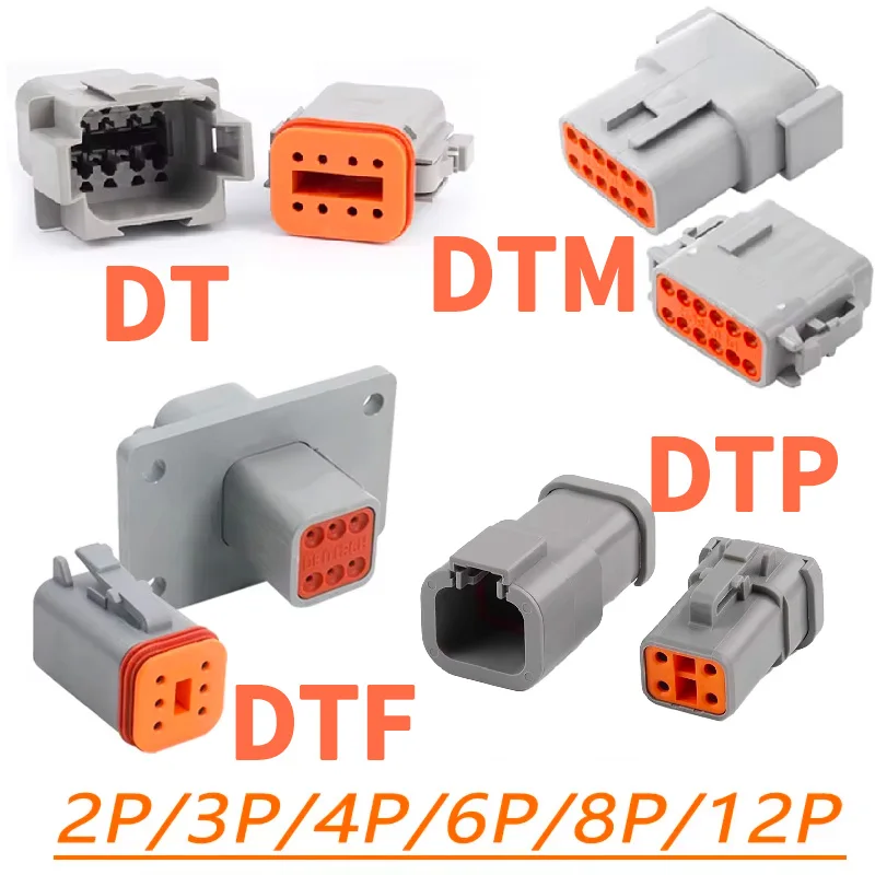 ​​Deutsch DT/DTM/DTP/DTF Multi-Pin Waterproof Connector | 22-14AWG Sealed Plug for Heavy Duty Truck & Bus Electrical Systems​