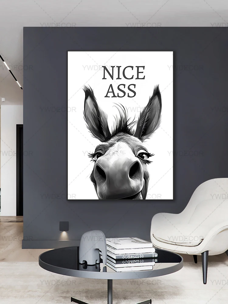 Abstracte Grappige Dieren Ezel Poster Print Schilderij Mooie Kont Citaat Canvas Muur Kunst Foto 'S Voor Thuis Badkamer Decor - afbeelding 2