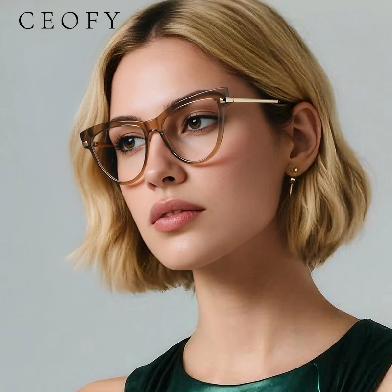 

Ceofy женские стильные очки «кошачий глаз» для близорукости, оптическая винтажная оправа для очков по рецепту, Новое поступление 2025