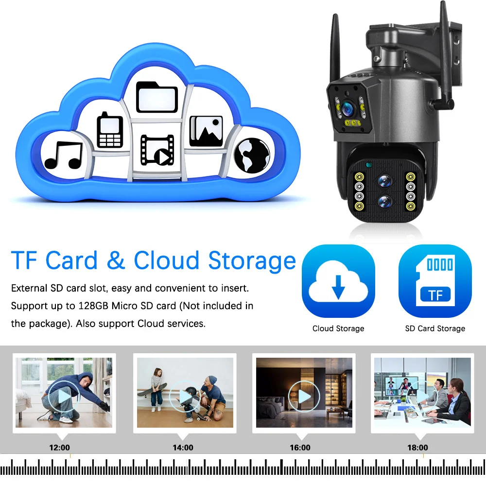 6K Three Lens WIFI Outdoor PTZ Security Auto Tracking Protection 10X Zoom 4K CCTV Video Surveillance Dual Screen IP 12MP Camera