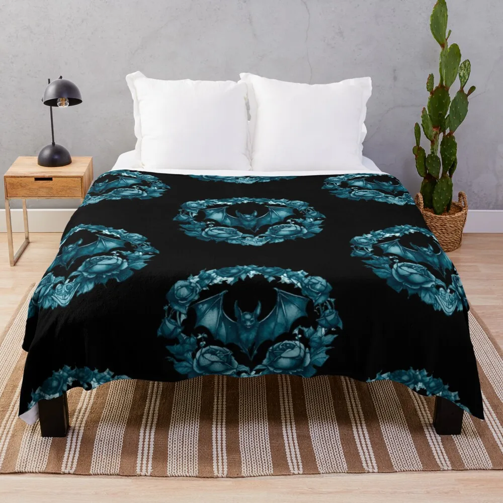 

Monochrome Bat Throw Blanket Luxury Shaggy Warm Blankets