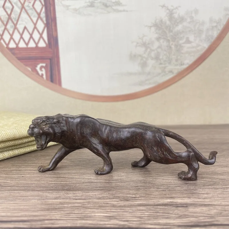 

Tiger Figurine Zodiac Tiger Home Decor Craft Figurine Antique Alloy Tiger