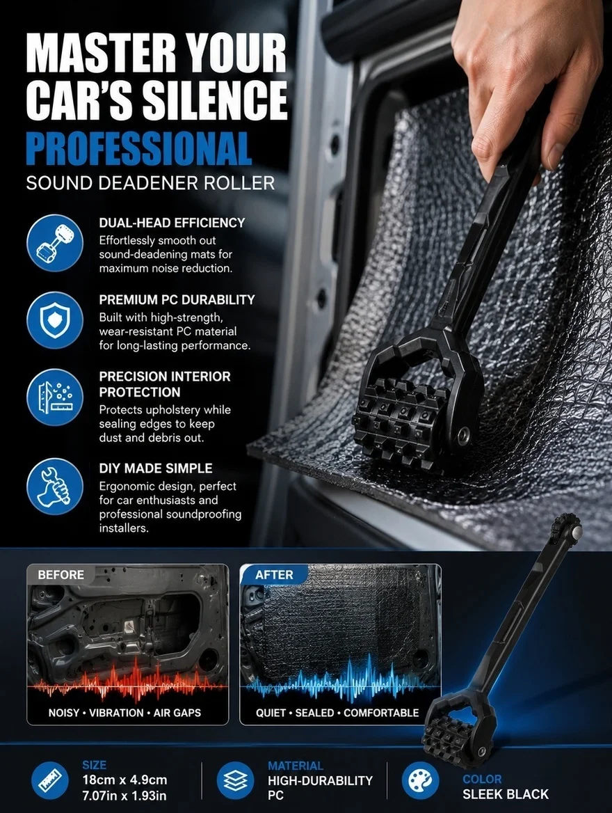 Double-Headed Automotive Sound Deadening Roller for Car Wheel Noise Reduction Pc Material Sound Deadener Installation Tool