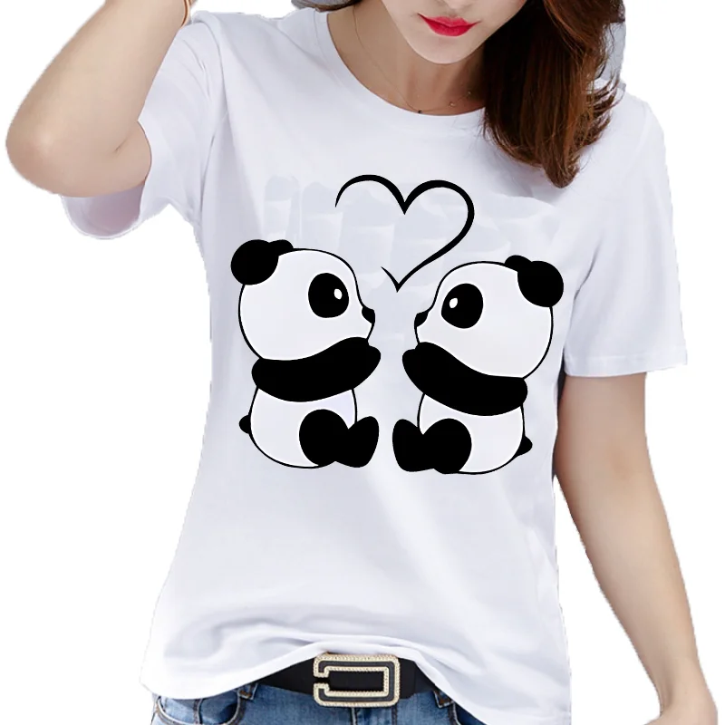 

Women's Animal Panda Alpaca Print Loose T-shirt Aesthetic Graphic Top Summer Fashion Polyester Fabric Student Base Layer Shirt