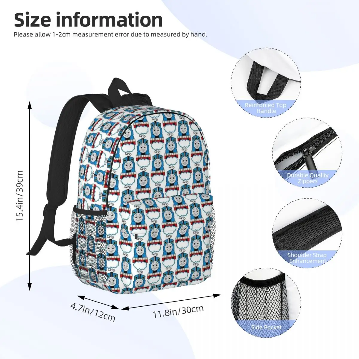 Thomas The Train For Girls Boys Large Capacity Student Backpack Lightweight waterproof Backpack 15inch