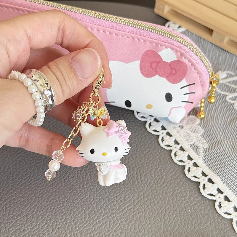 Sanrios Gantungan Kunci Hewan Kartun Kawaii Anime Lucu Hellokittys Dompet Liontin Tali Ponsel Hadiah Aksesori Jimat untuk Anak Perempuan