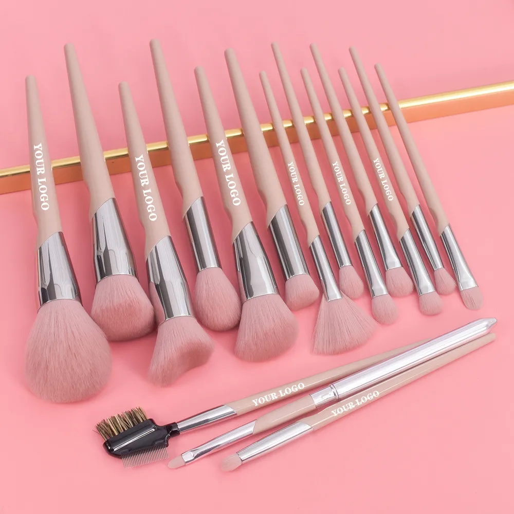 Pink Makeup Brushes Set Private Label 16/12pcs Make up Brushes Premium Vegan Foundation Blush Eyeshadow Powder Blending Brush