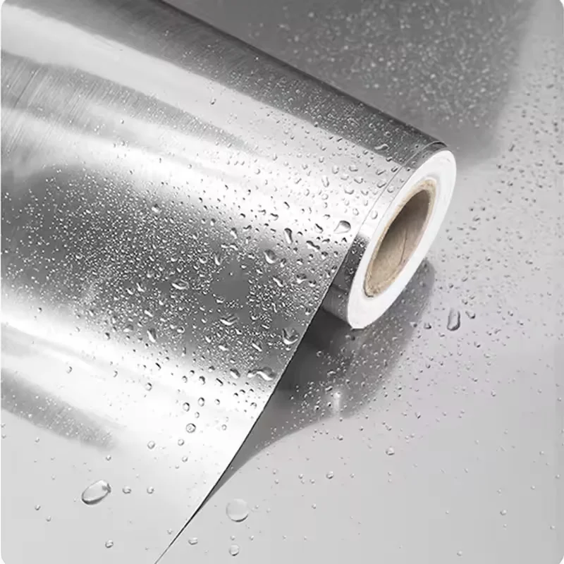 PVC Stainless Brushed Silver Removable Wallpaper Decor Film Vinyl Waterproof Oil-proof House Appliance Kitchen Elevator Sticker