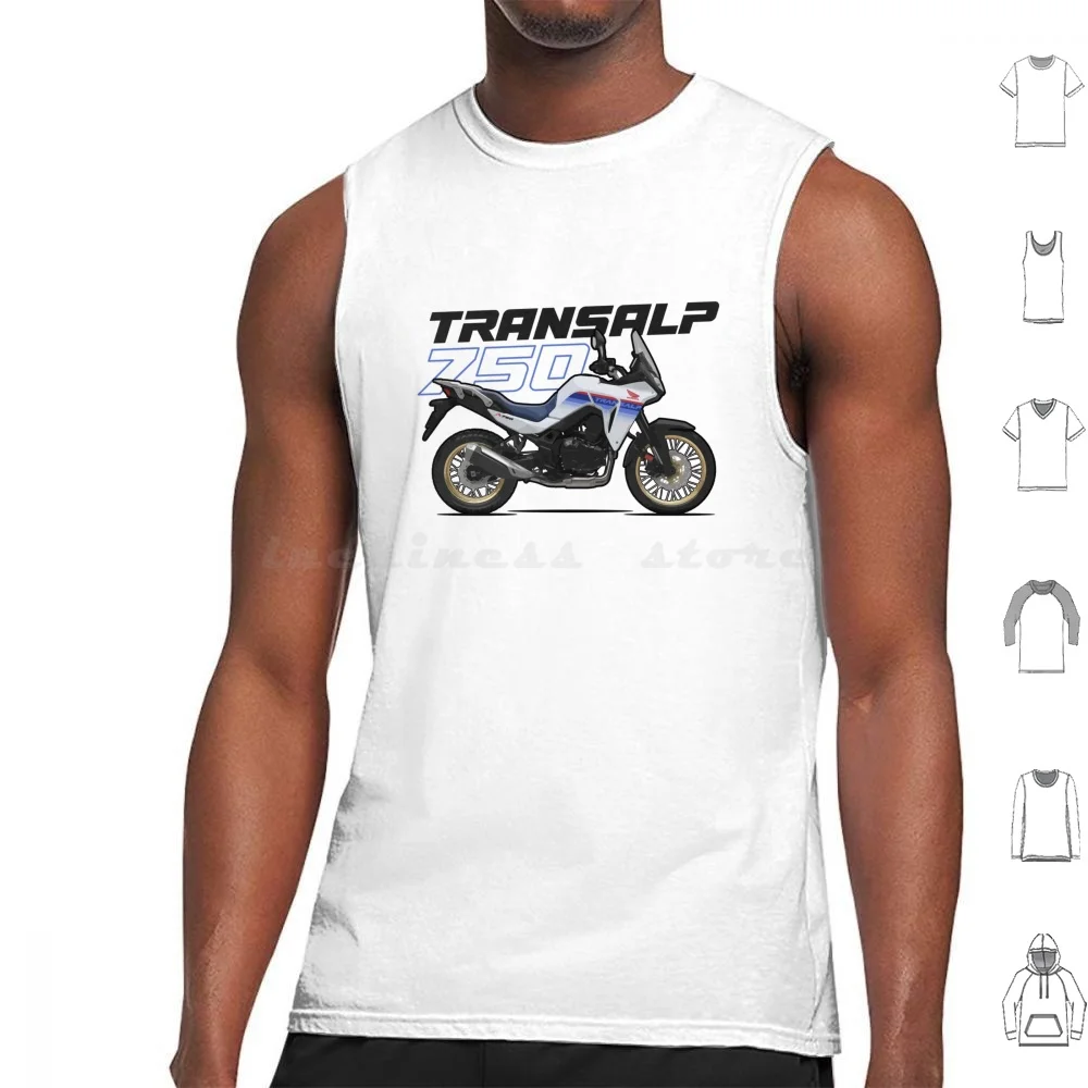 Xl750-Transalp Tank Tops Print Cotton Xl750 Transalp 750 Xl White Motorcycle Retro Outline Vintage Cartoon Motor