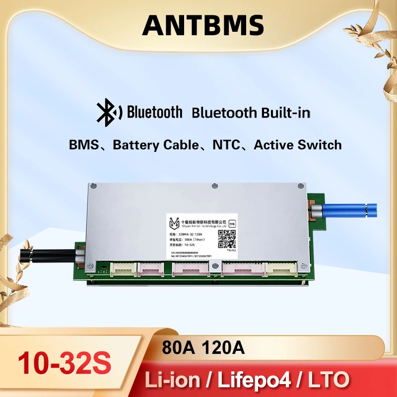 ANT Smart BMS 10S-32S 16S 80A 120A Li-ion Lifepo4 BMS 13S 48V 20S 30S NMC LFP للدراجة الإلكترونية مع ميزان بلوتوث BMS #1