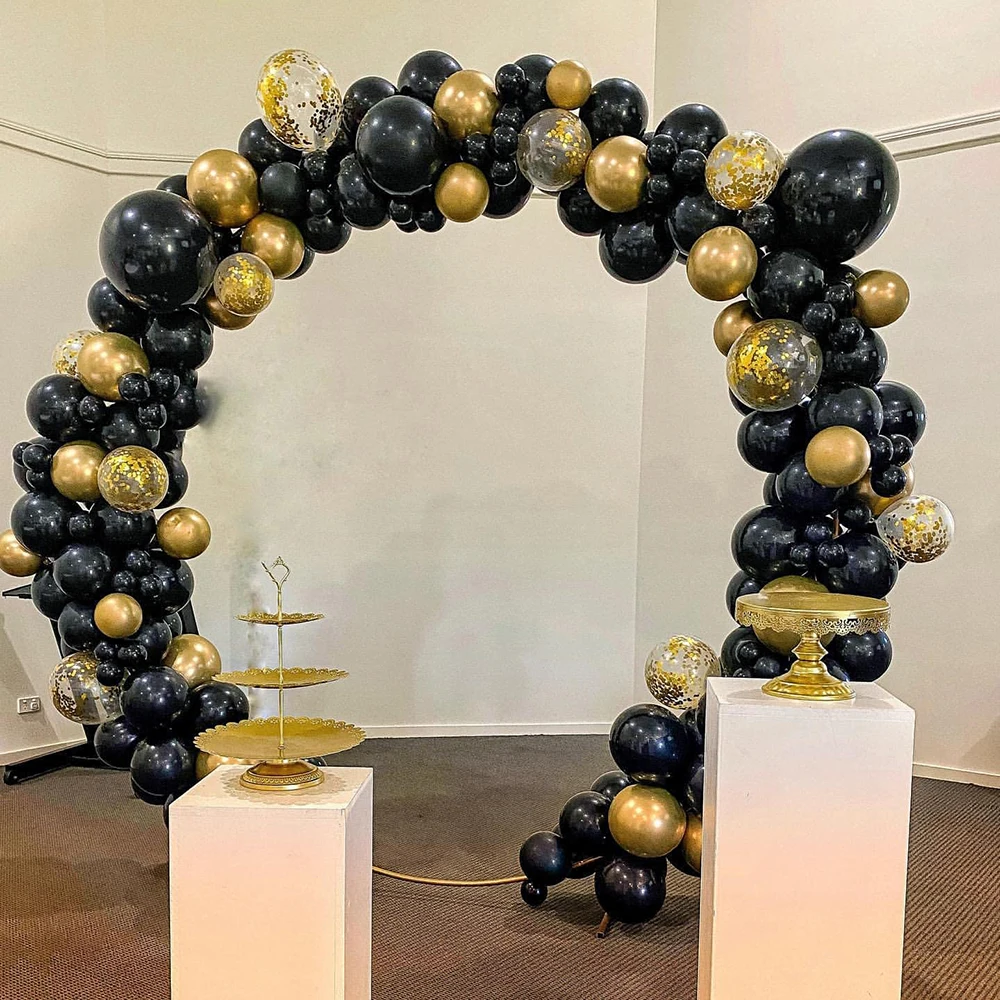 117Pcs Black Balloon Garland Arch Kit Metallic Gold Confetti Balloons for Wedding Birthday Party Graduation Baby Shower Decor