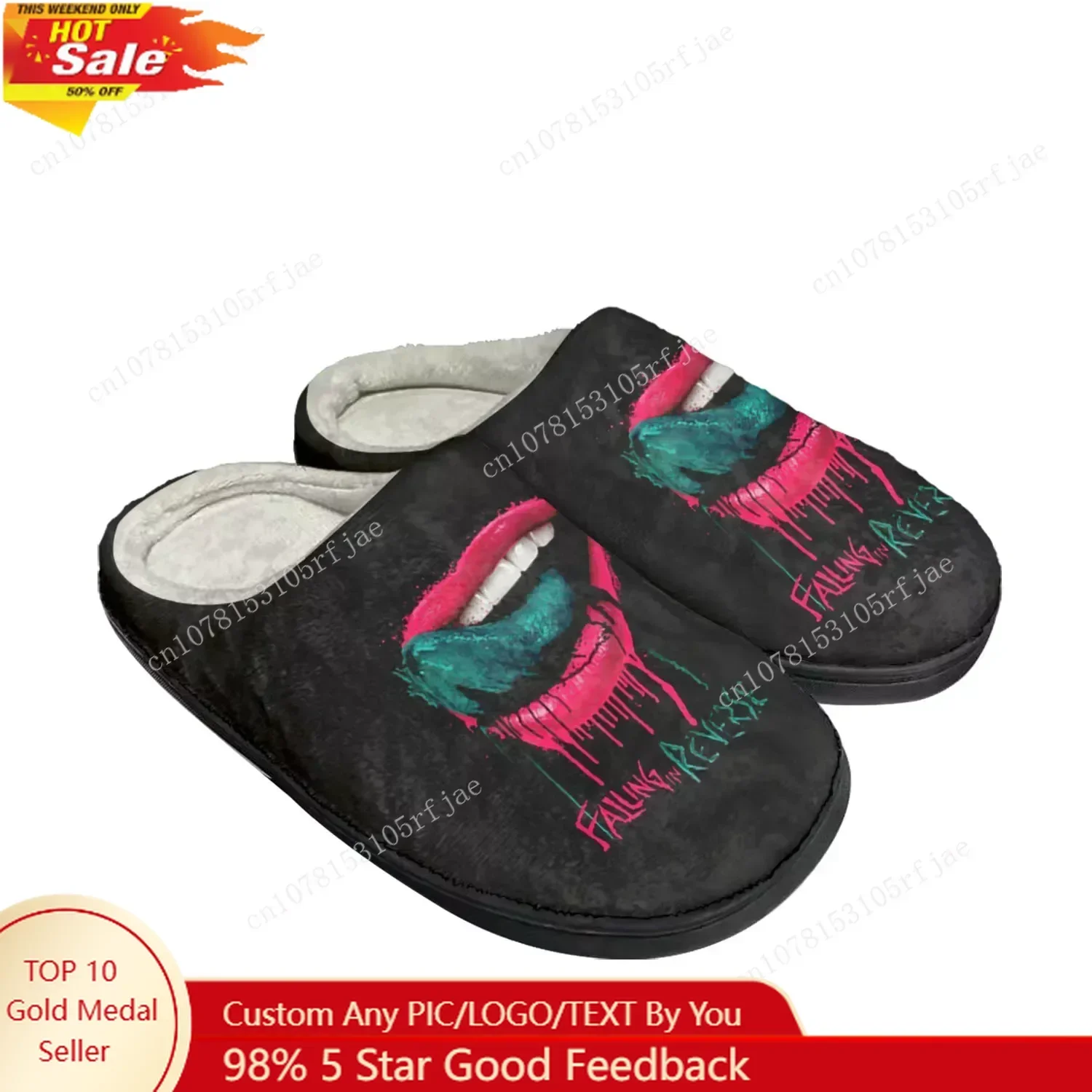 Falling In Reverse Punk Rock Band Home Cotton Custom Slippers Mens Womens Sandals Plush Bedroom Keep Warm Shoe Thermal Slipper