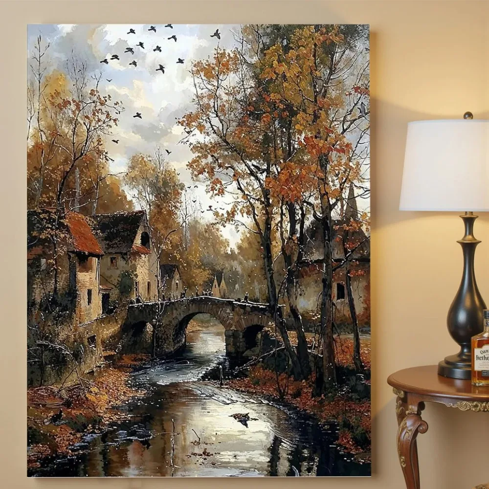 Puzzle Village, Stone Bridge, Stream de 500/1000/1200/2000 pièces, décoration moderne pour la maison, cadeau de vacances, jouets éducatifs pour toute la famille