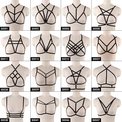 BONDAGE STRAPPY Pentagram Harness Women Body Harness Bra Erotic Goth Accessories Cupless Bra Festival Rave Sexy Lingerie