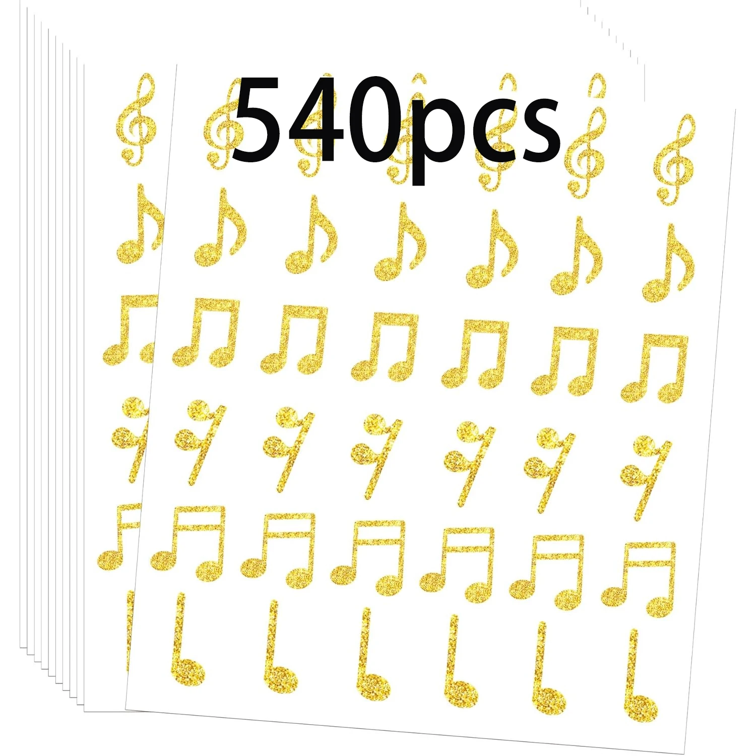 540pcs Music Note Stickers Gold Foil Envelope Seal Sticker 6 Design Musical Sing Song Concert Decals