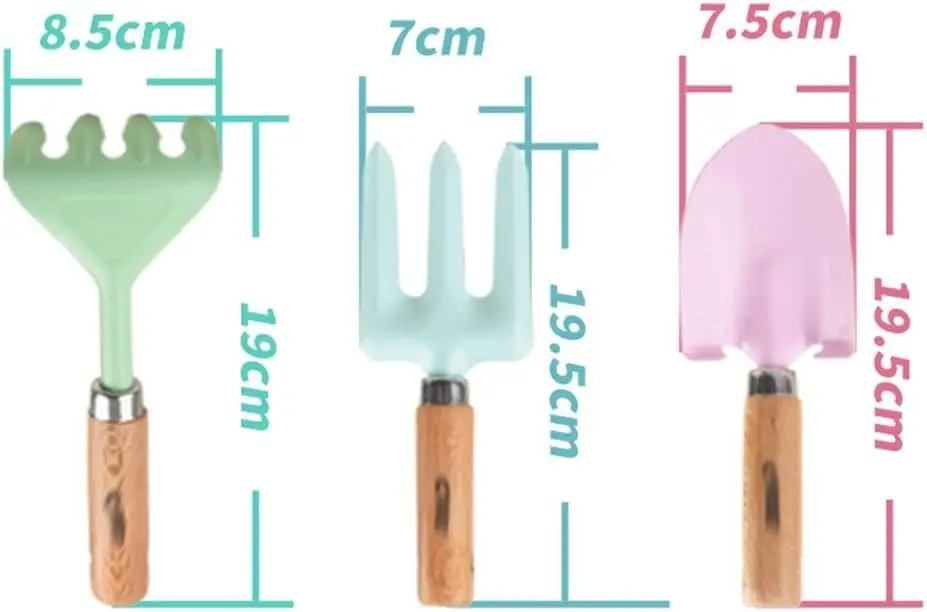 Gardening Tools Set 3 Pieces Metal Hand Shovel Rake Garden Digging Weeder