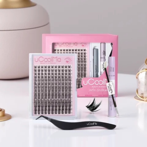 uCoolMe Lashes Aphrodite Natural 154 Pcs Lashes Cluster Kit C Curl Wispy Beginner Friendly Waterproof False Eyelashes Extension
