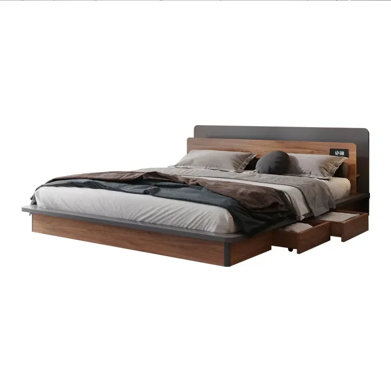 l # Simple Wood Double Bed Frame Modern Design Mdf Storage Box Tatami Bed King Size Bedroom Set With Drawer