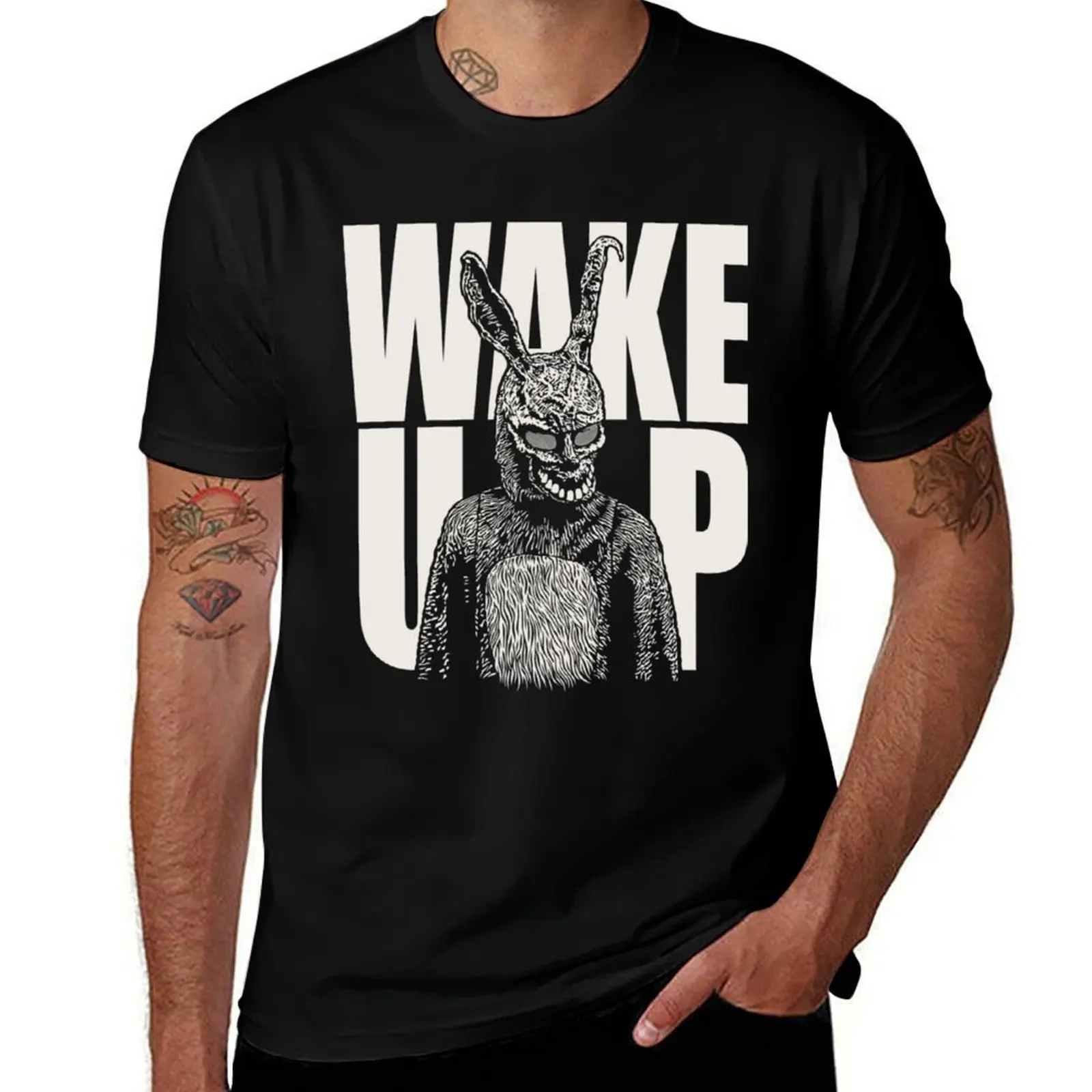 Donnie Darko Wake Up white T-Shirt Breathable Workout Short Sleeve Top T-Shirt