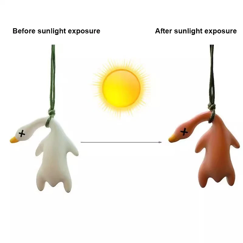 Color-changing roast duck pendant, UV sensor, keychain pendant, car pendant that changes color when exposed to sunlight image 3