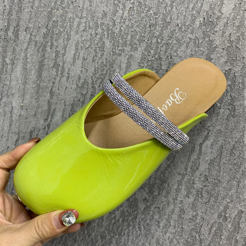 Women Slippers Rhinestone Fashion Summer Shoes For Women Flats Half Slippers Plus Size Women Mullers