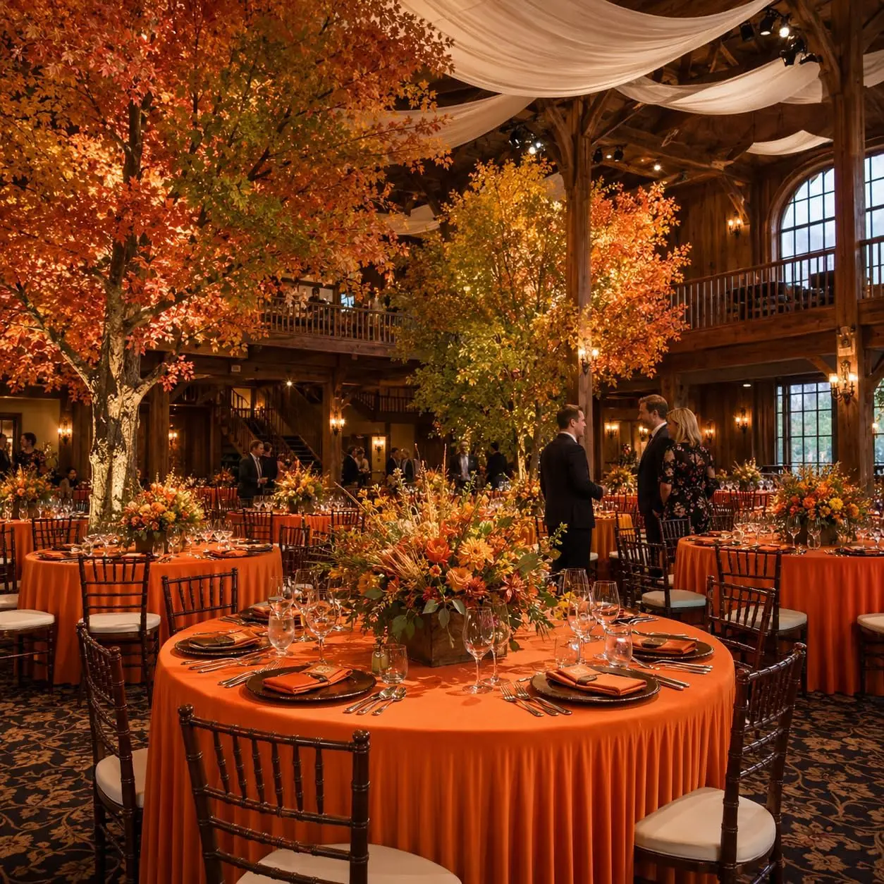 6 Pack Orange Round Tablecloth 60 Inch For 5Ft Tables Fall Halloween Thanksgiving Decor Reusable Fabric Wedding Catering Restaur