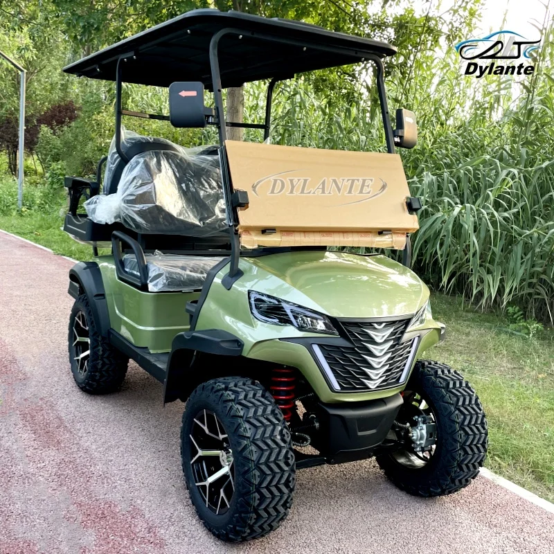 2 Row Seat Off Road Wheel Gasoline Golf Cart 2+2 Seat Gasoline Off Road Golf Cart 5000W AC Motor Made In China Custom Golf Cart