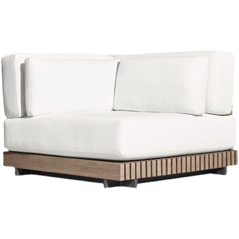 

Outdoor sofa waterproof sunscreen antiseptic teak courtyard yard terrace solid wood sofa Nordic teak combed furniture