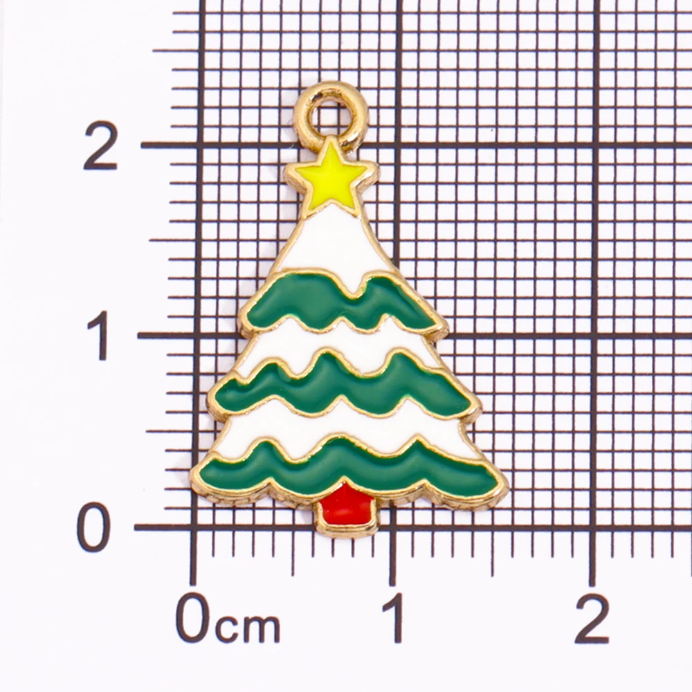12 Stile Emaille Weihnachten Schneeflocke Weihnachtsbaum Legierung Anhänger Charm für Schmuck handgemachte DIY Zubehör Halskette – Detail 4