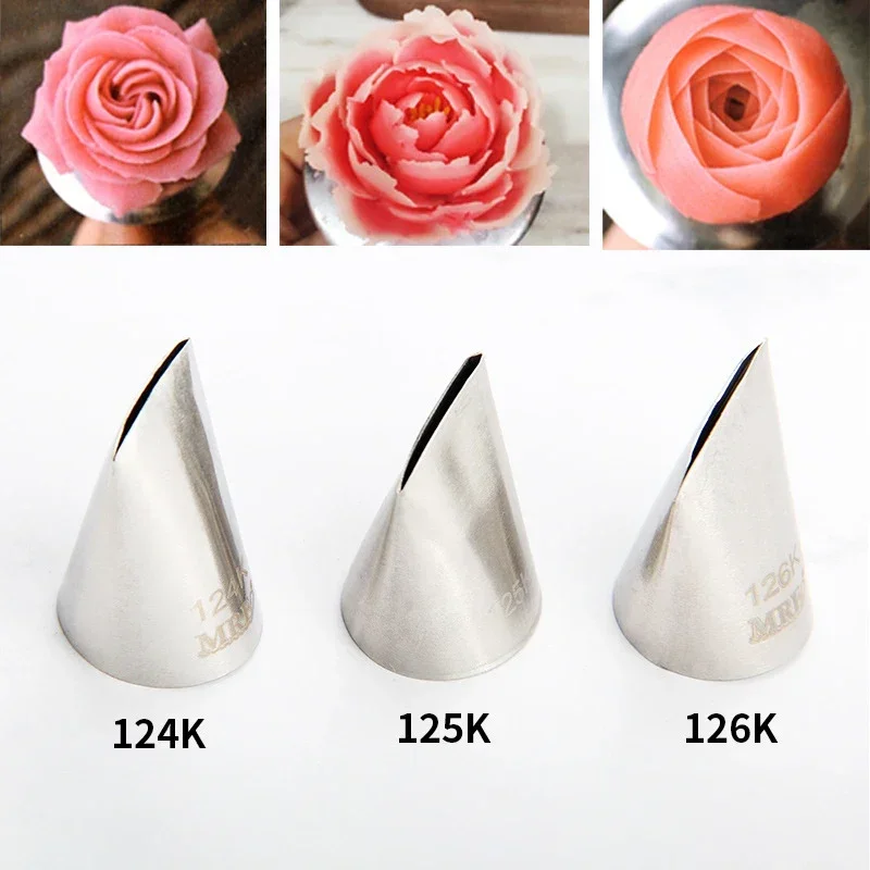 #124K/#125K/#126K Austin Rose Petals Stainless Steel Icing Piping Nozzles Kitchen Accessories Cream Fondant Decorating Tools