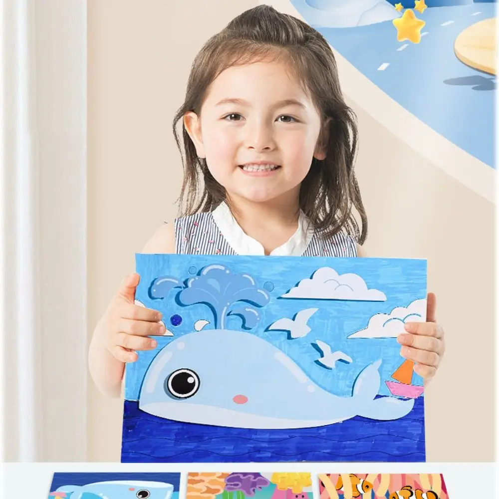 

Handmade Montessori Quiet Busy Book Three-dimensional Repeated Pasting DIY Paste Material Kit DIY Paper Animals Sticker Book