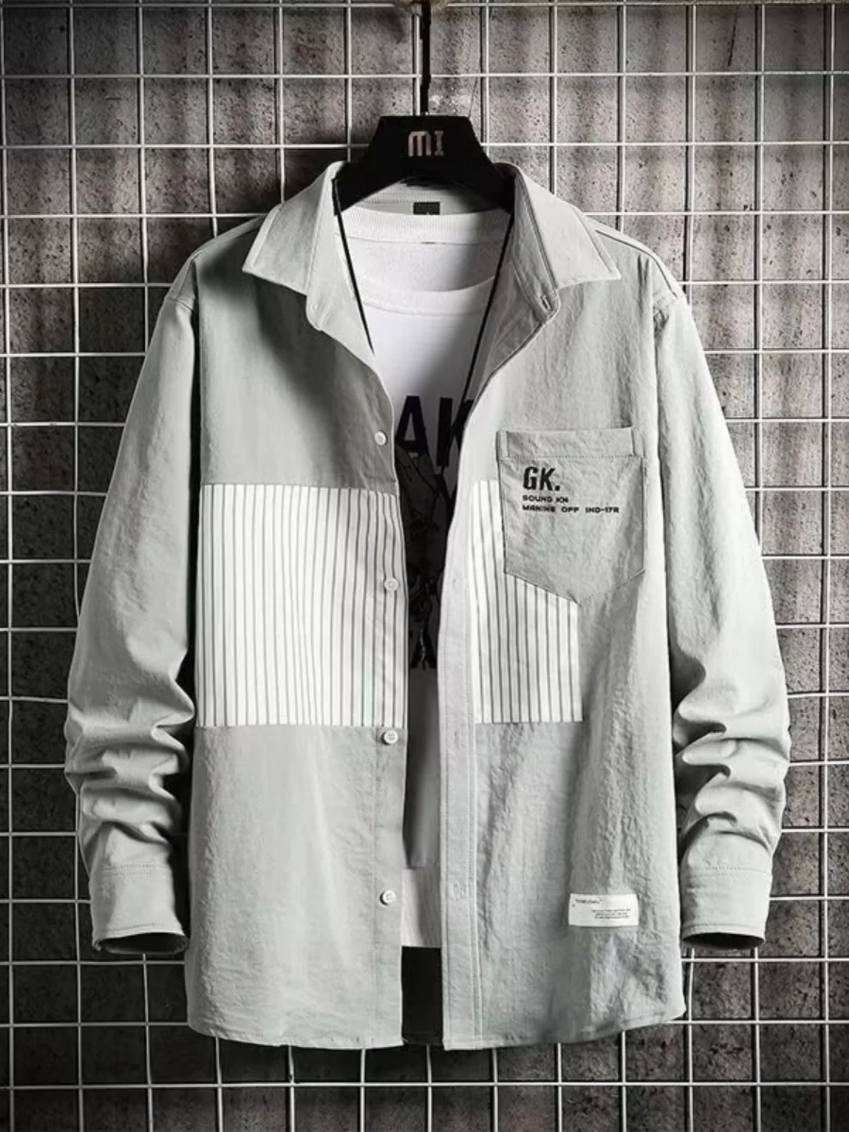 

Japanese Style Patchwork Stripe Men's Long Sleeve Casual Shirt Loose Fit Versatile Spring Autumn Top Fashionable Brand