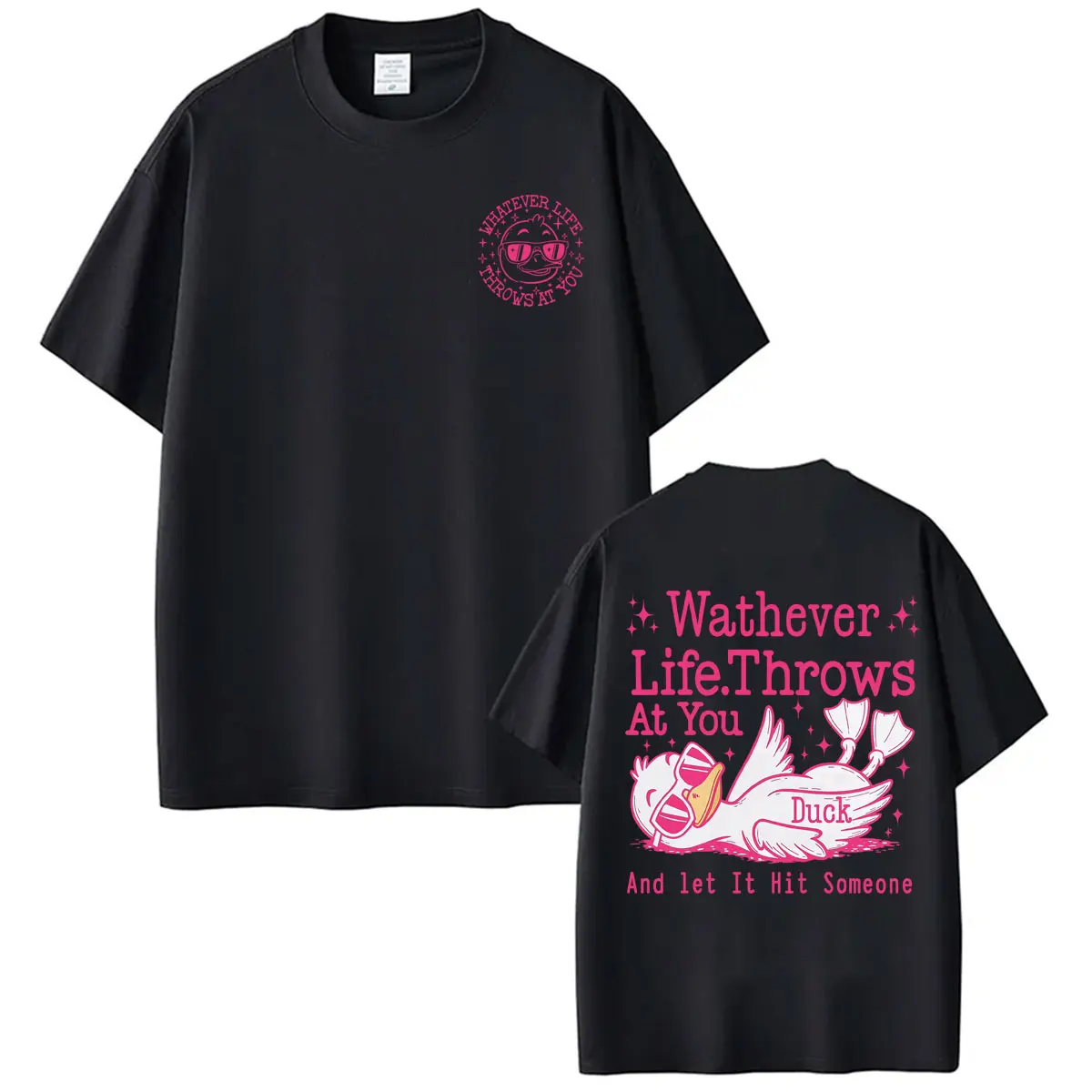 Whatever Life Throws At You Funny Duck Meme T Shirt Men Women Fashion Kawaii Cute T-shirts Casual 100% Cotton T-shirt Streetwear