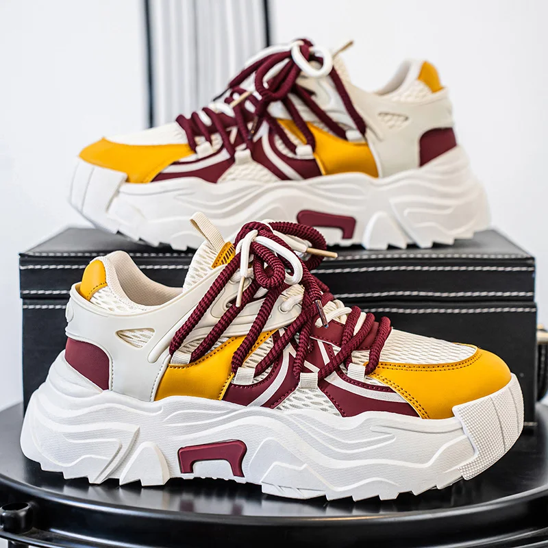 

Мужская обувь для папы, новинка лета 2025 года, обувь, увеличивающая рост на толстой подошве, повседневные кроссовки в стиле ретро